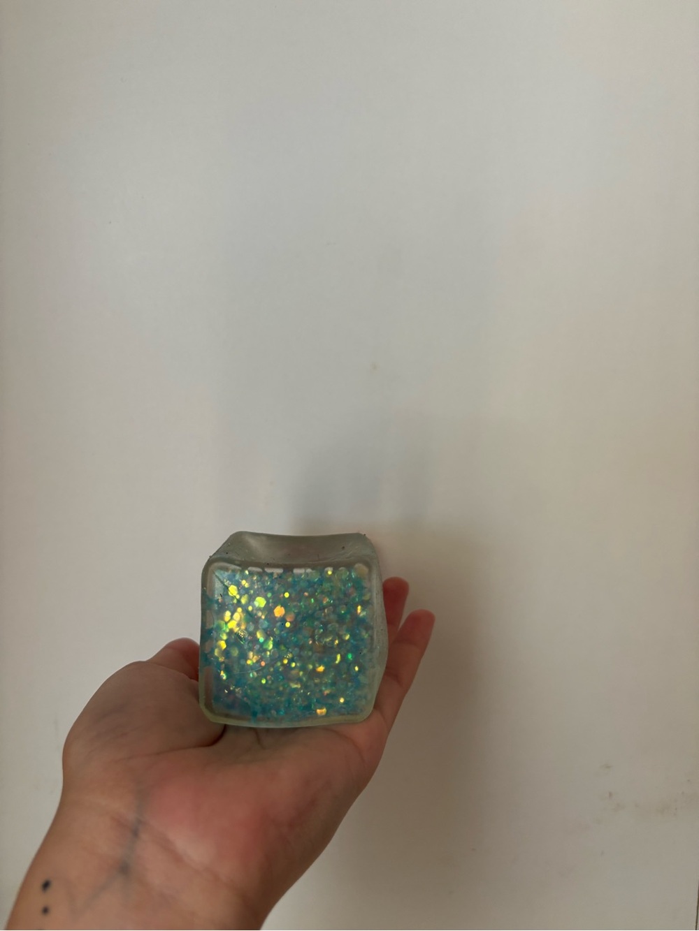 Clear Squishy with blue glitter